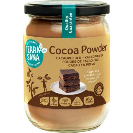 Raw cacao antioxidant poeder in glas bio