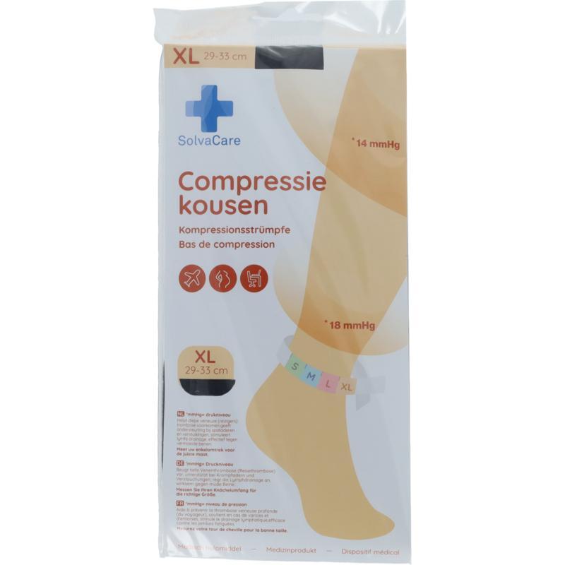 Compressiekous zwart XL 29 - 33 cm