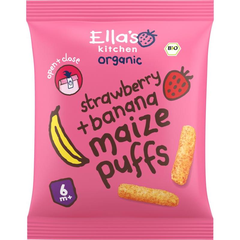 Maize puffs aardbei/banaan 6+ maanden bio