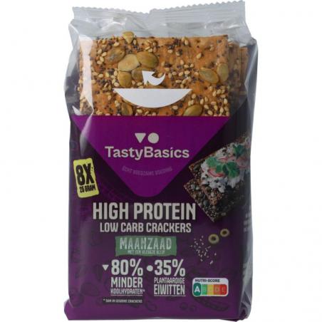 Less carb-high protein crackers maanzaad